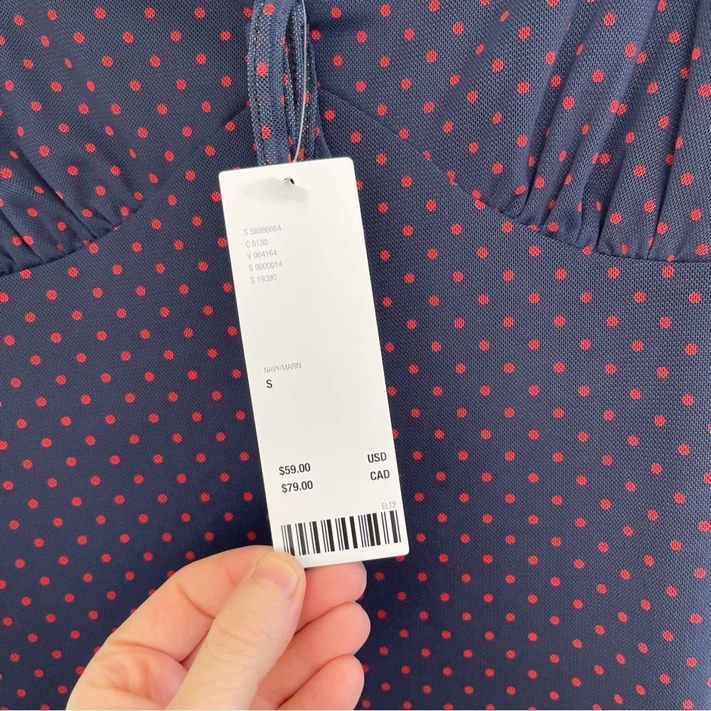 Urban Outfitters Women’s Small Blue Red Polka Dot Tulle Slip Mini Dress - Image 5