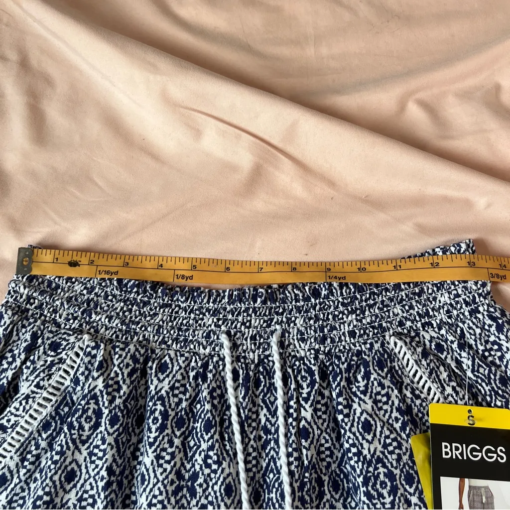 Briggs New York Womens Linen Blend Navy White Tribal Patterned Shorts Size S‎ - Image 11