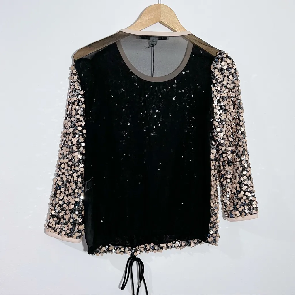 Diane Von‎ Furstenberg Kavita All Over Metallic Sequin Top Sheer Back Size 2 - Image 8