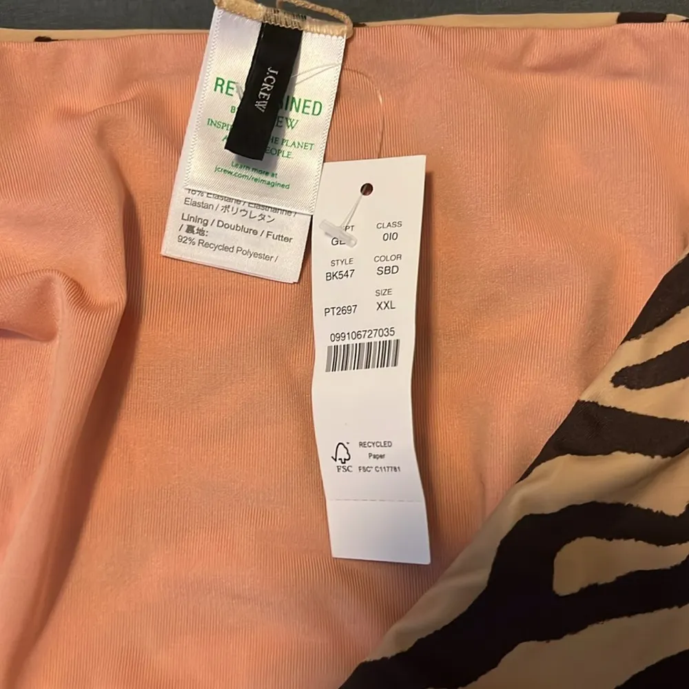 JCrew Curved Waist Cheeky Bikini Bottom Zebra Stripe Size XXL NWT - Image 4