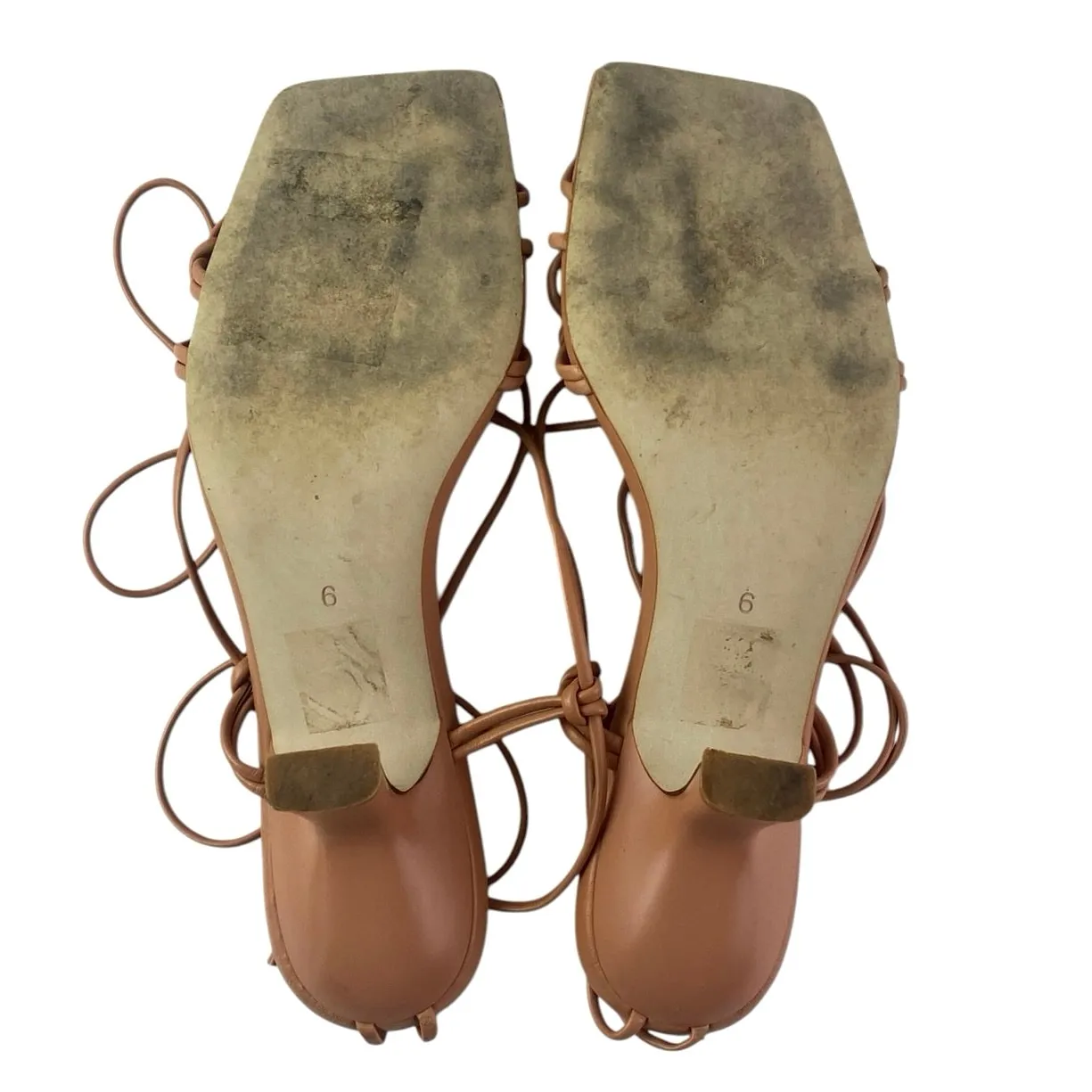 Jeffrey Campbell Vipera Women's Brown Strappy Leather Square Toe Heels Sandals 6 - Image 4