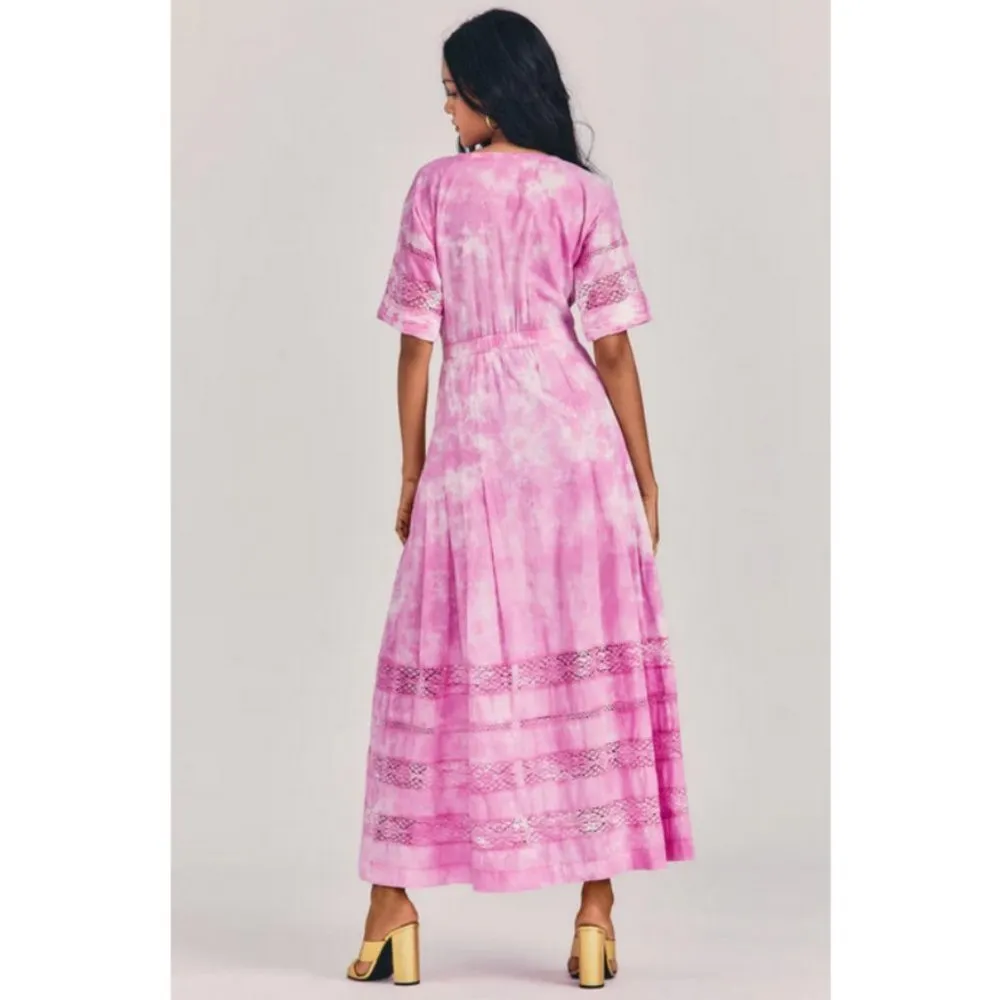 💕LOVESHACKFANCY💕 Edie Midi Dress ~ Begonia Hand Dye Medium M NWT - Image 5