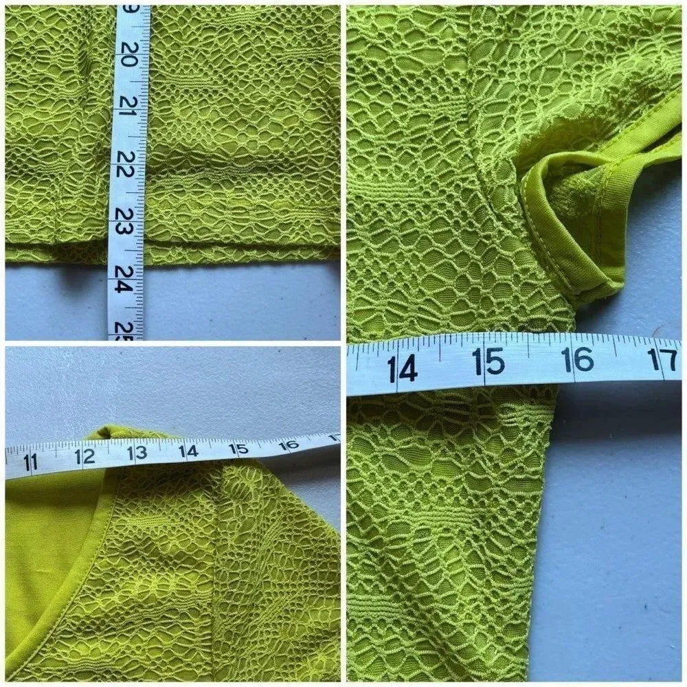 Ann Taylor Neon Yellow Crochet Overlay Top Women’s S – Y2K Retro 80s 90s Fishnet - Image 6