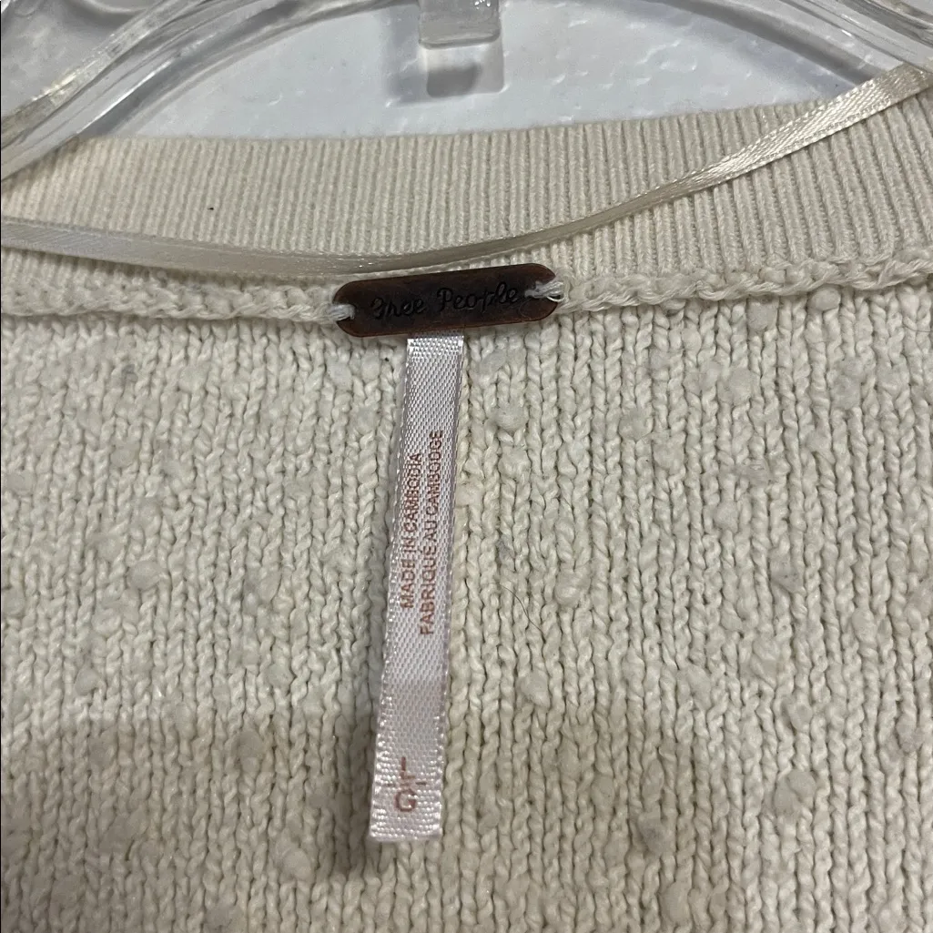 FREE PEOPLE FOUND MY FRIEND PULLOVER SWEATER TEXTURED CREAM LARGE - Image 3