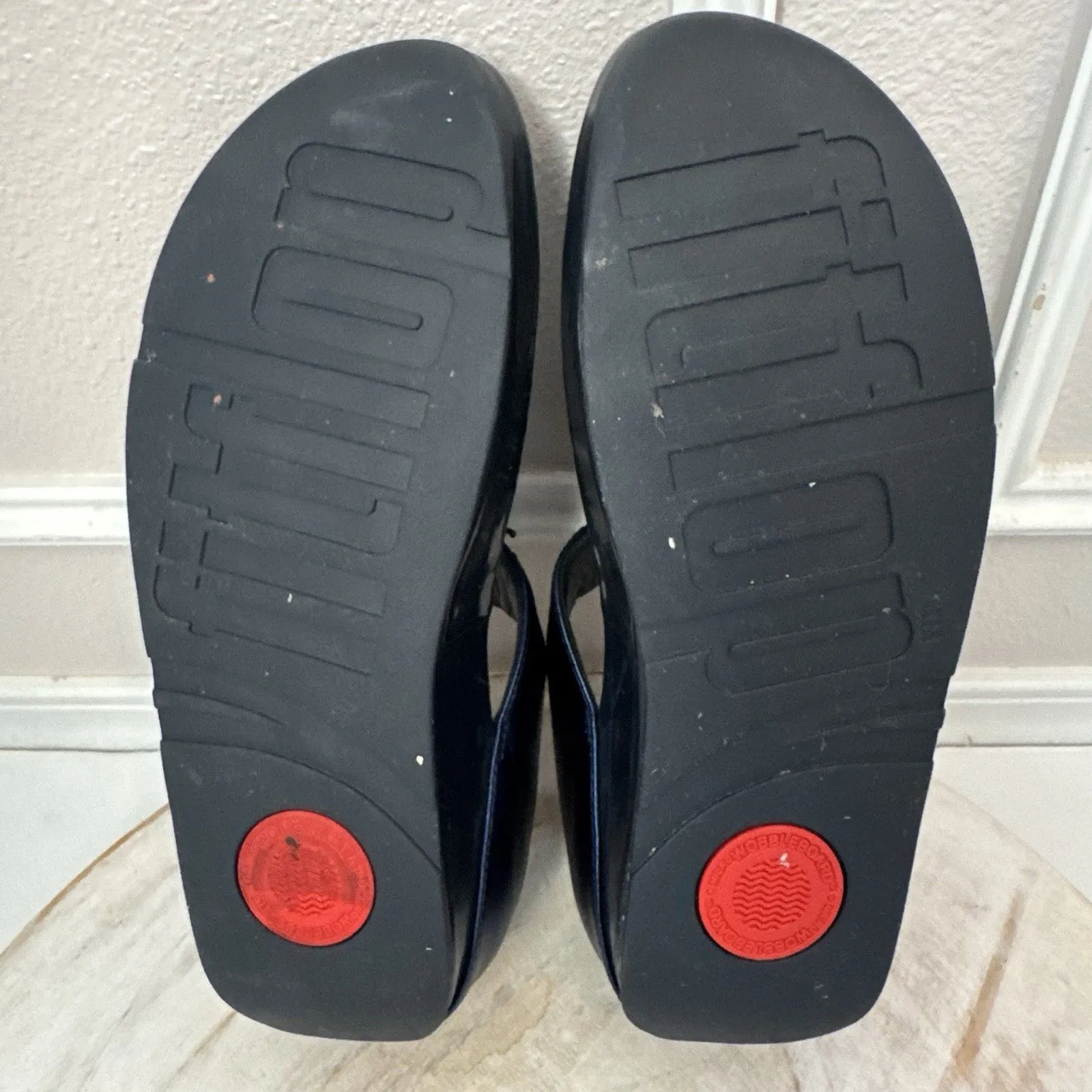 FITFLOP Rumba Iridescent Beaded Toe Post Sandal Women Size 10 Metallic Blue 336 - Image 5