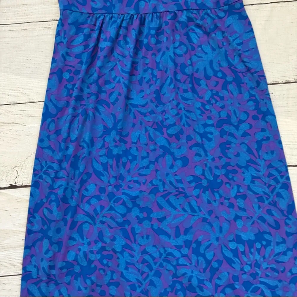 Bob Mackie Wearable Art size small blue leaves print dress - Image 15