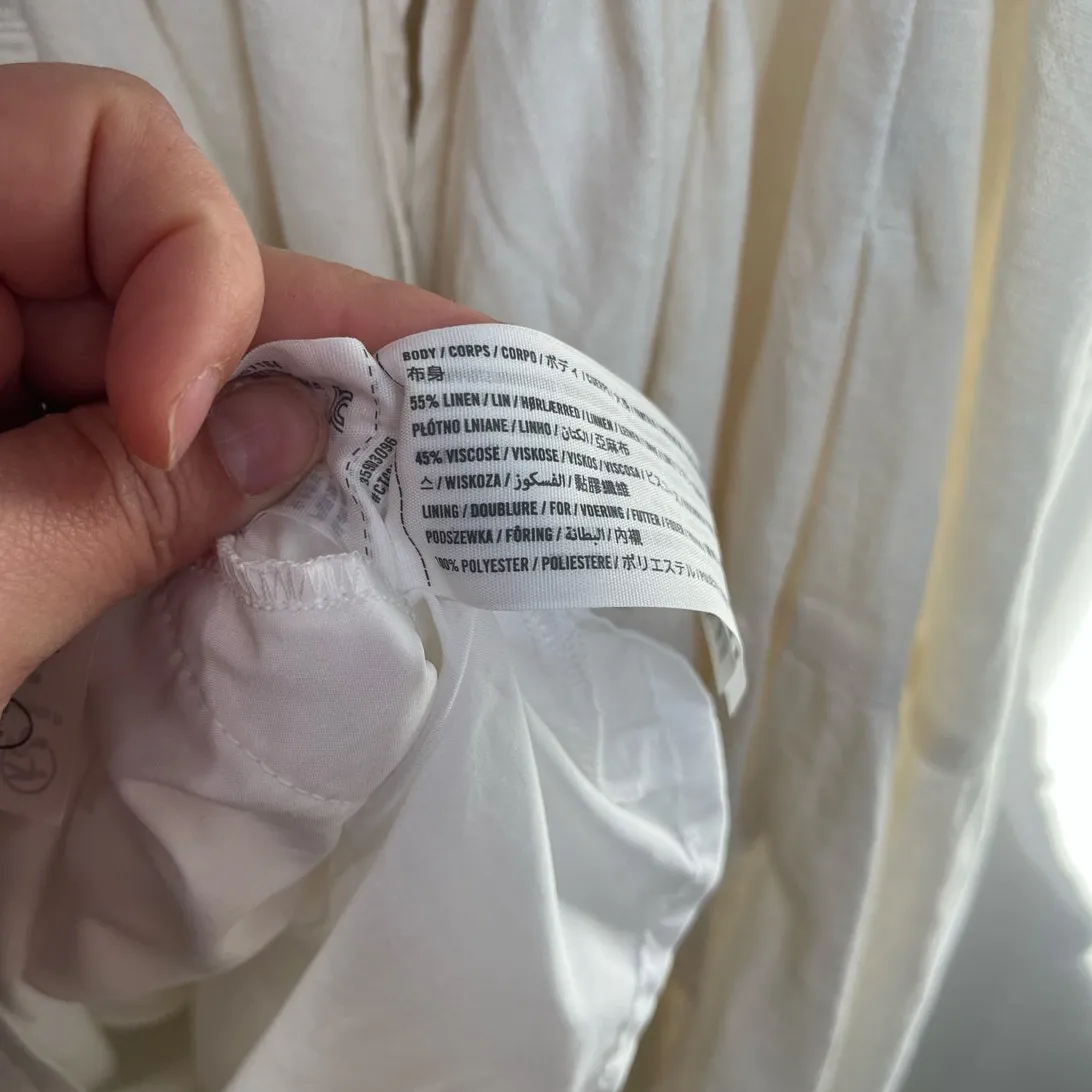 Hollister White Linen Blend Mini Dress Tiered Casual Size M - Image 5