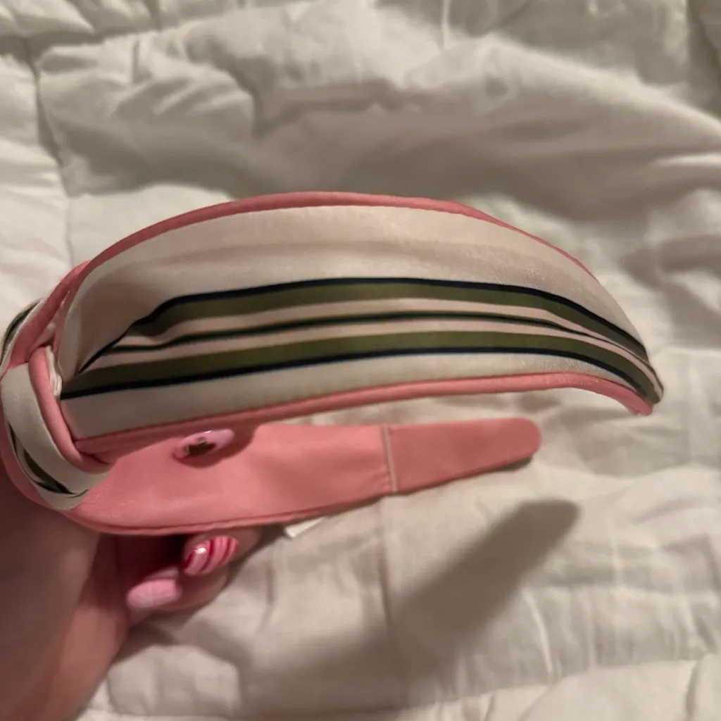 Aerie Knotted Striped Headband in Pink, White, and Olive Green NWT - Image 5