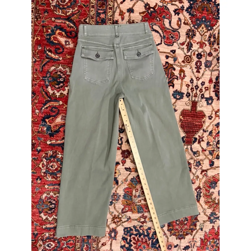 Spanx Twill Crop Wide Leg Pants Olive Green Women’s Size Small Stretch Shaping - Image 6
