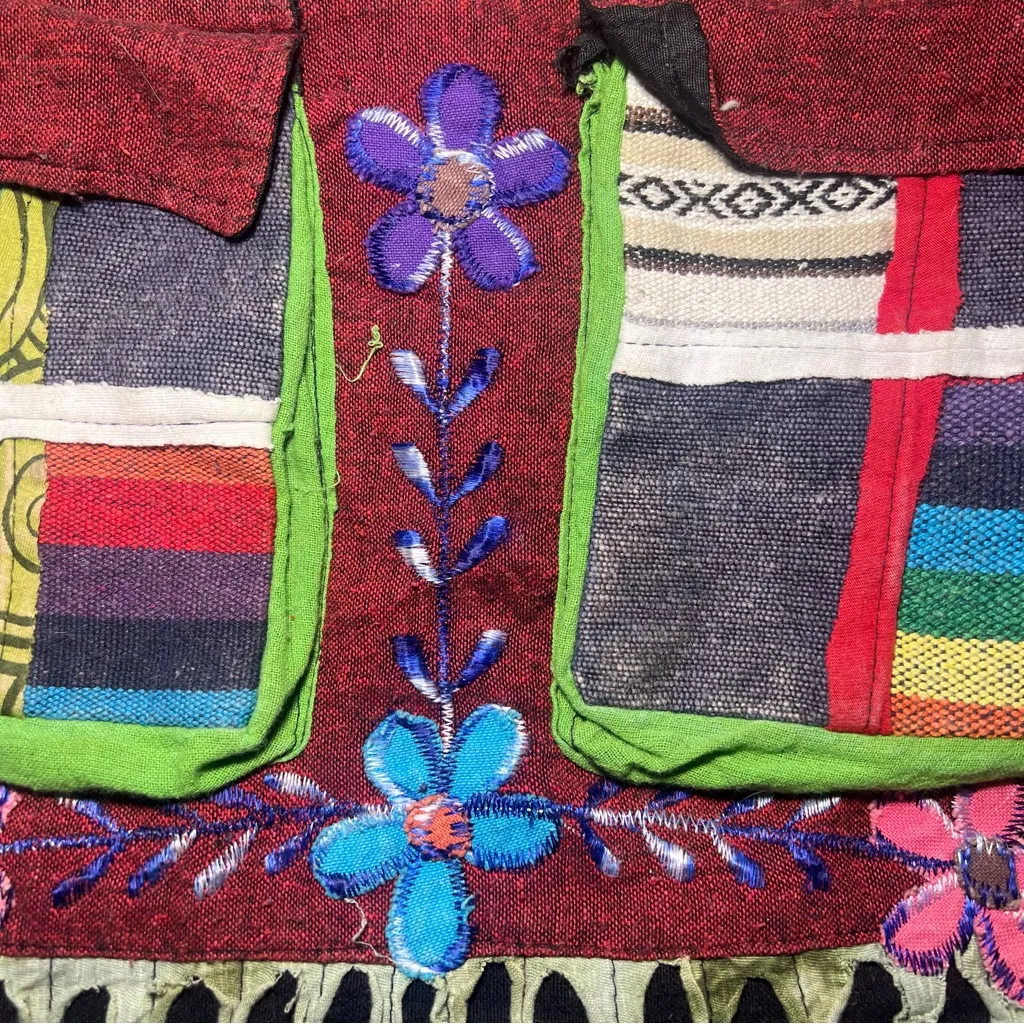 India Boutique Bohemian Patchwork‎ Bag Hippie Crossbody Shoulder Slouch Hobo Bag Red - Image 3