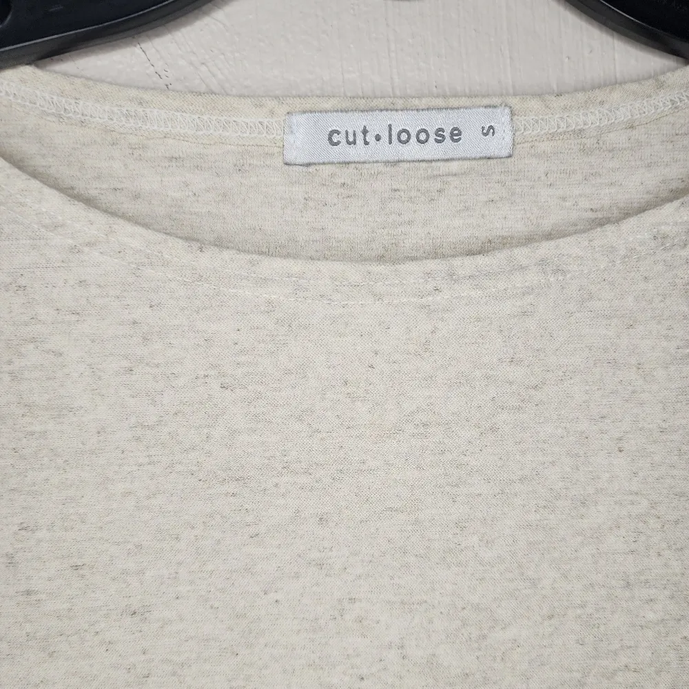 Cut loose quarter sleeve linen top White - Image 2