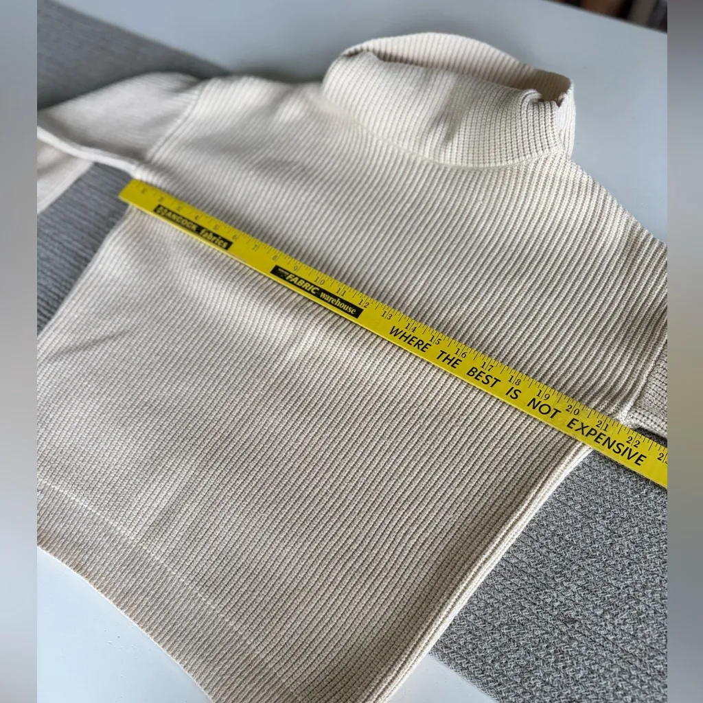 Vintage Ivory Cream Cowl Neck Cotton Sweater Metal Button Details Fits Medium Tan - Image 5