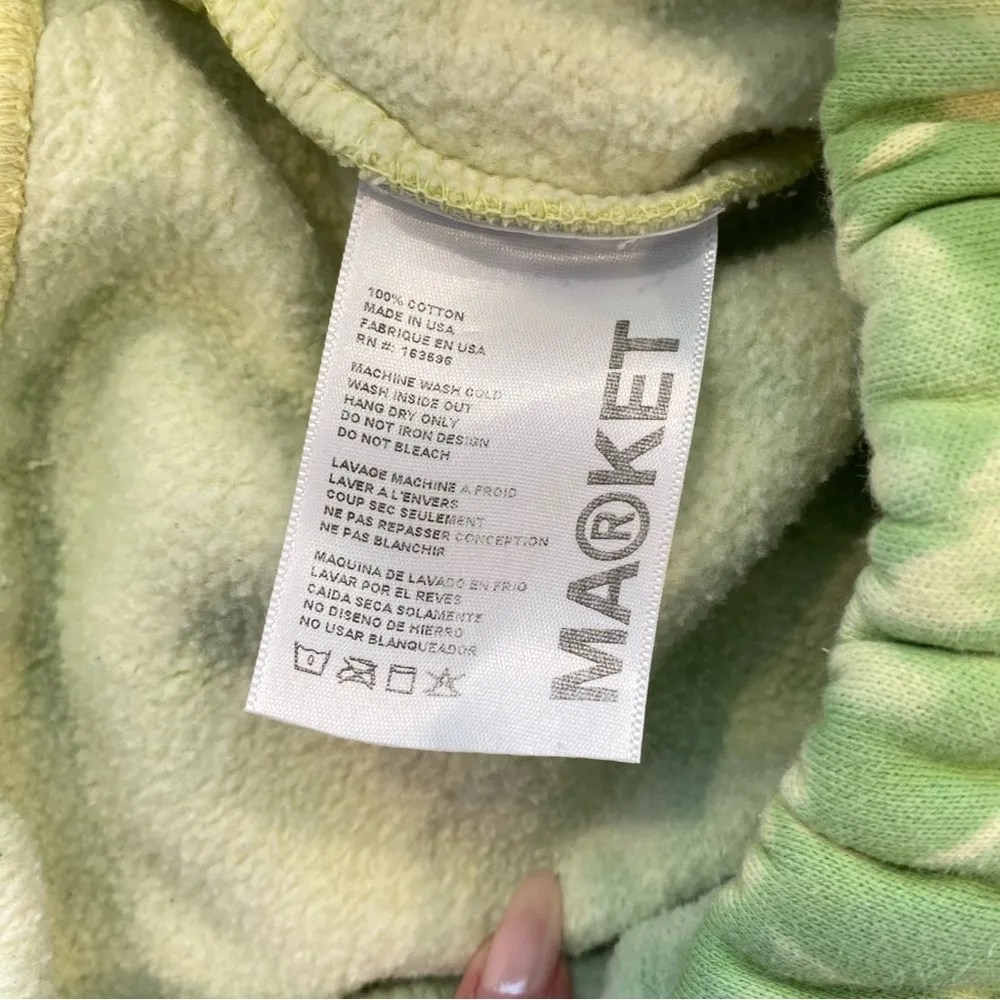 Chinatown Market Tie Dye Sweatpants With Hawaiian Flowers Green/ Yellow Small - Image 8