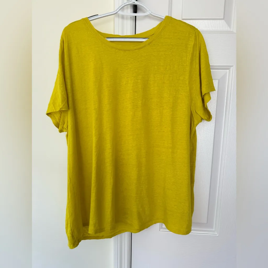 Eileen Fisher Linen Jersey Crewneck Tee in Gold Paper‎ Size Large Organic Linen - Image 2
