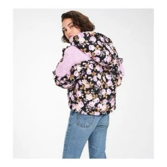 For Love and‎ Lemons floral sherpa puffer hooded jacket - Image 4