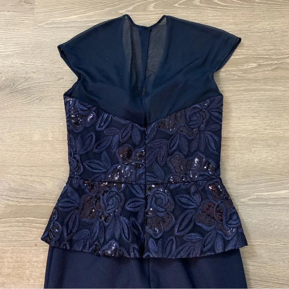 Terani Couture Sequin Peplum Navy Blue Dress Size 4 - Image 8