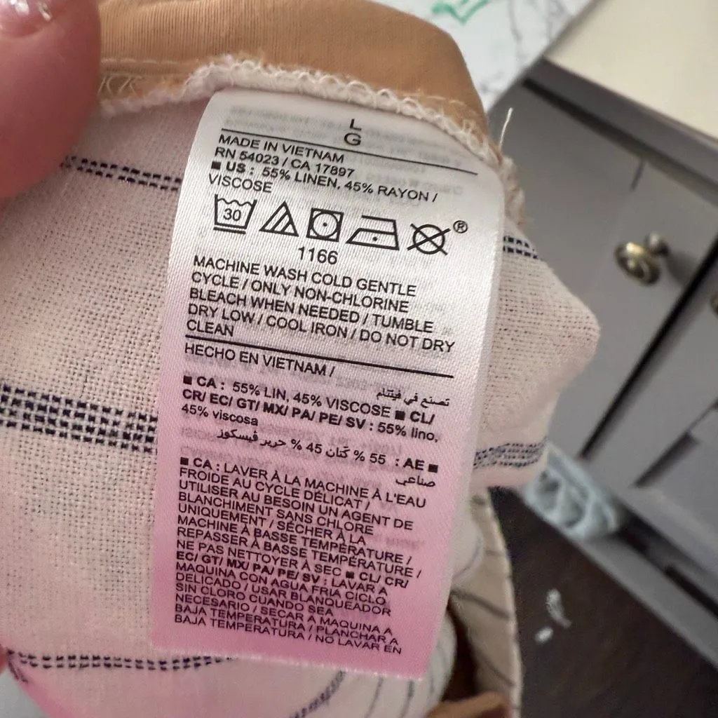 Old Navy Women’s Large White Striped Linen High Waist Shorts New - Image 7