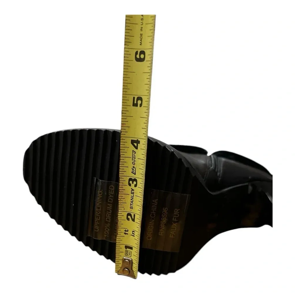 🆕 “SONYA” Black Fur-Trimmed High Heel Ankle Boots. NWT - Image 6