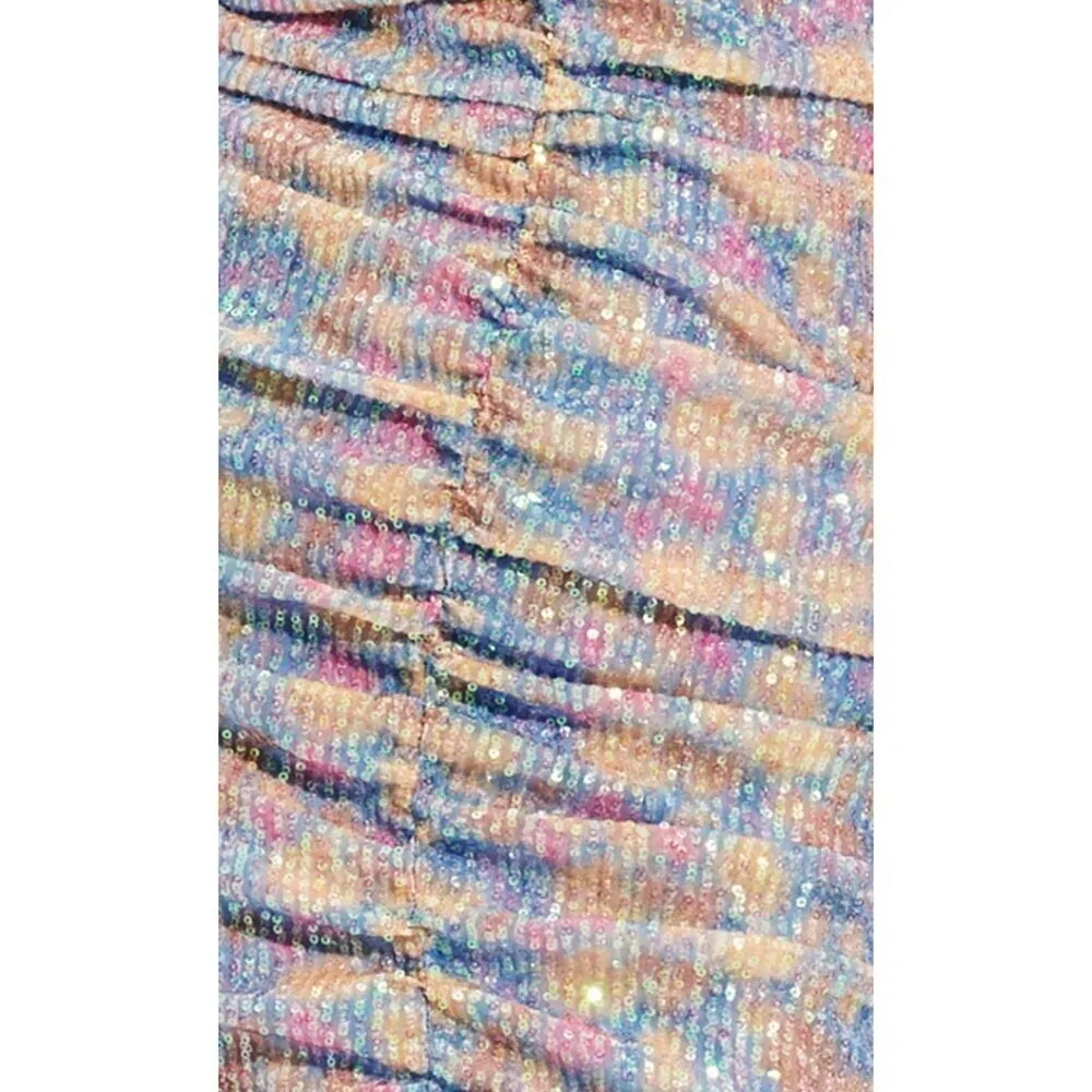 SAYLOR Lawren Floral Sequin Sparkly Long Sleeve Bodycon Minidress Size Medium - Image 3