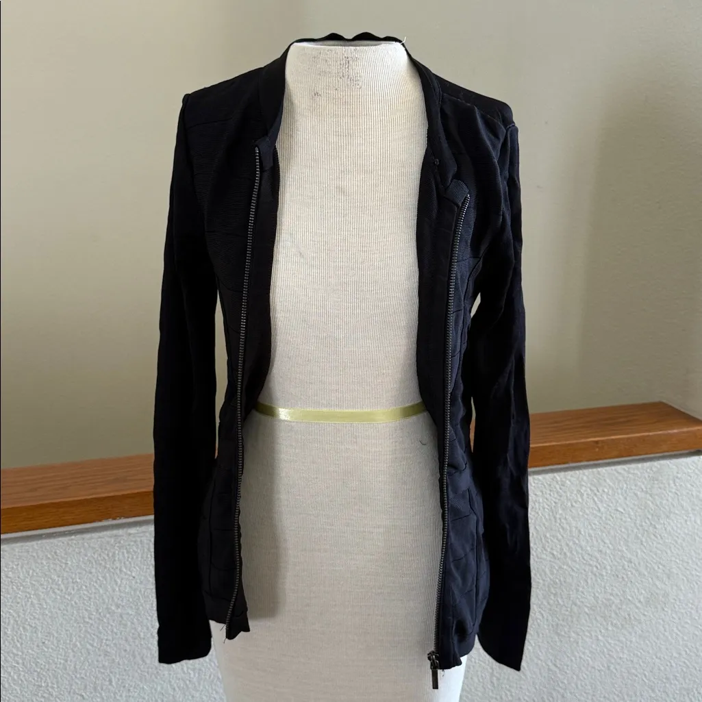 Bebe Elegant Black Knit jacket zip up Y2K XS - Image 2