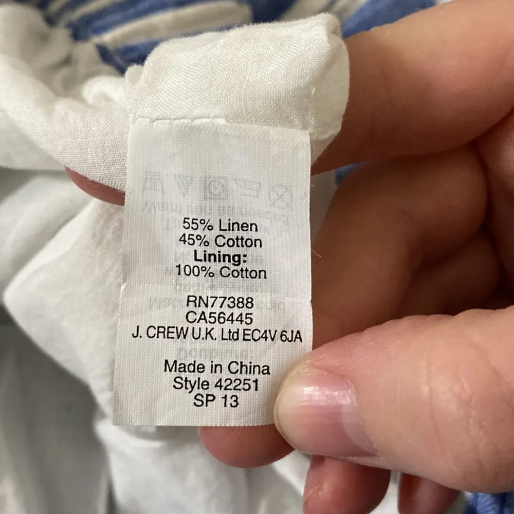 J Crew Factory striped linen cotton blend sidewalk paperbag mini skirt size 0 White - Image 7