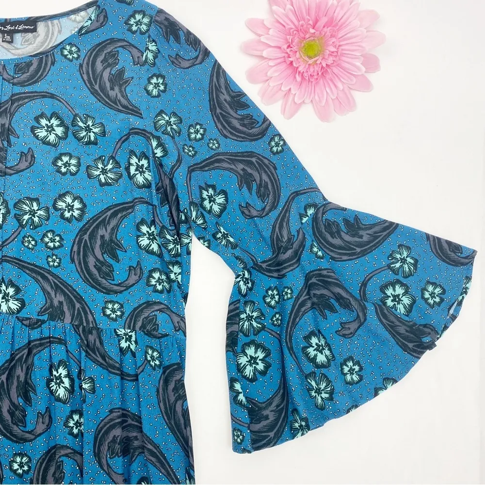 For Love And Lemons X Urban Outfitters Trumpet Bell Sleeve Paisley Floral Dress - Image 6