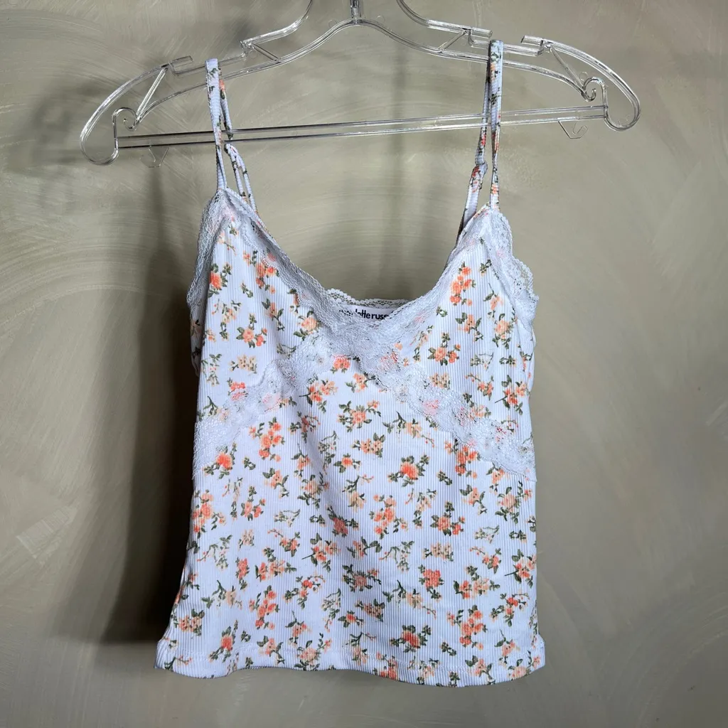 Charlotte Russe Babydoll Camisole Lace Trim Floral Feminine Cute Y2K Tank Top|SM - Image 2