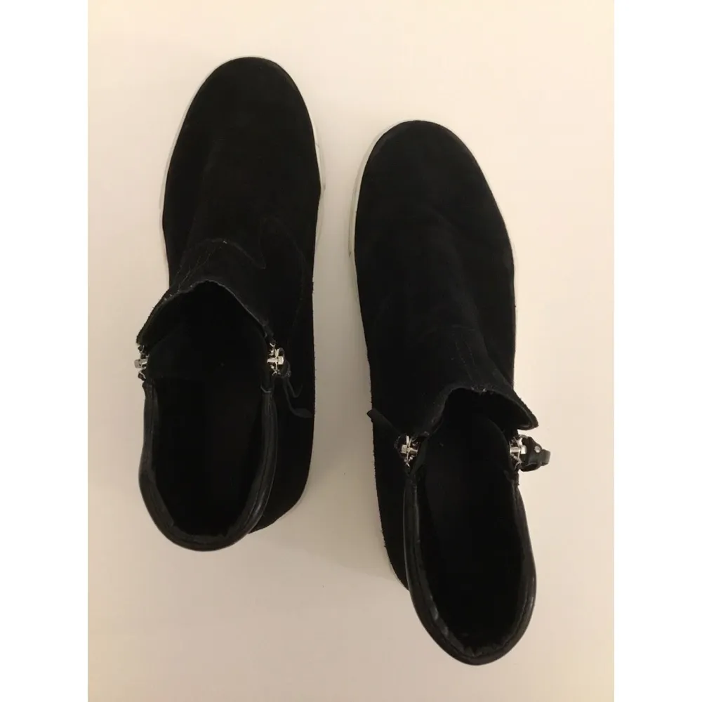 Zara Black Suede/Leather High-Top Zip Sneakers Sz 10 - Image 6