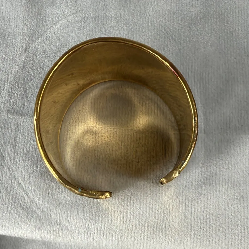 Gold Black Silver Tone Wide Cuff Bracelet Crosses Stars Circle Accents Open Back - Image 13