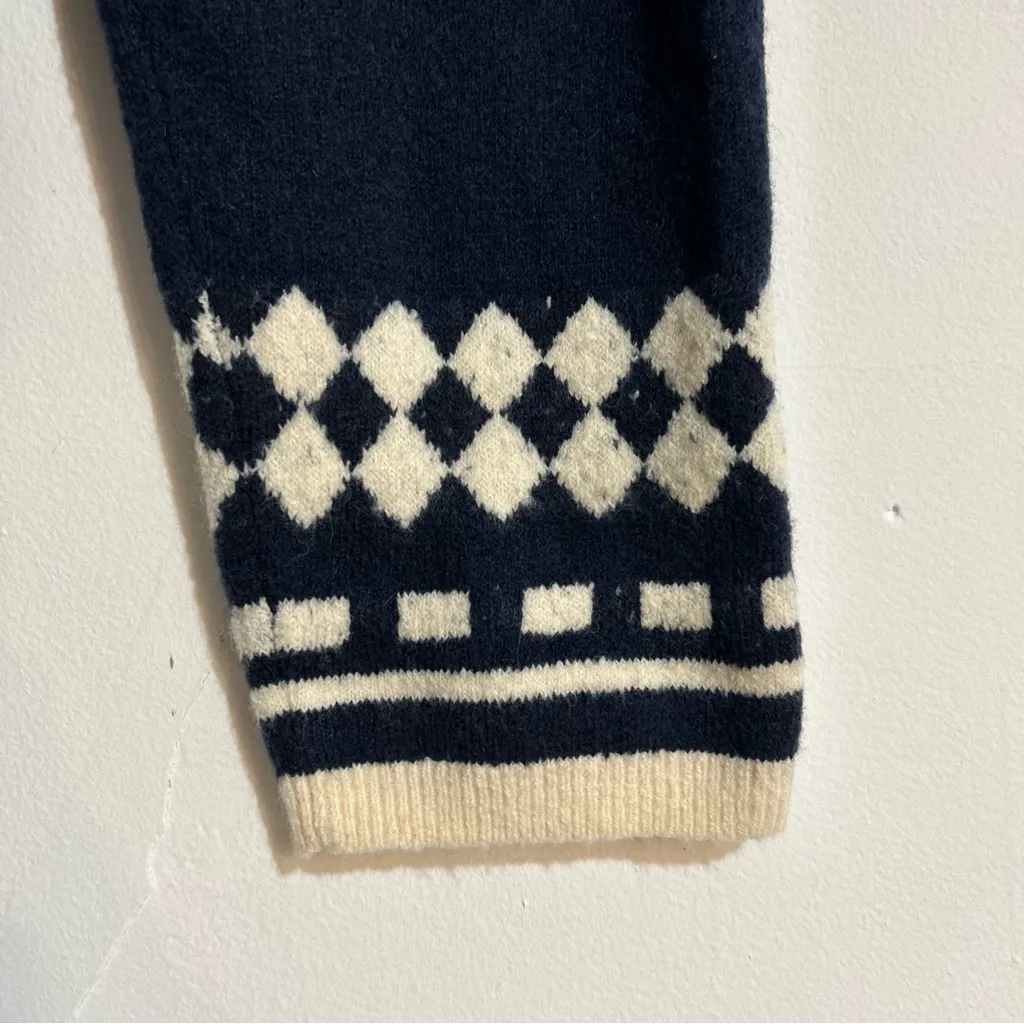 J. Crew Sweater Pants with Geometric Knit Print Merino Wool Alpaca Blend Small - Image 3