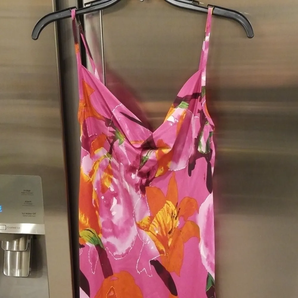 💕TRINA TURK💕 100% Silk Floral Maxi Cowl Neck Slipdress Floral Y2K - Image 3