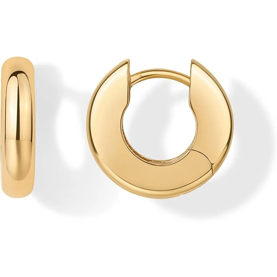 PAVOI 14K Gold Plated Chunky Huggies Earrings for Women - Image 2