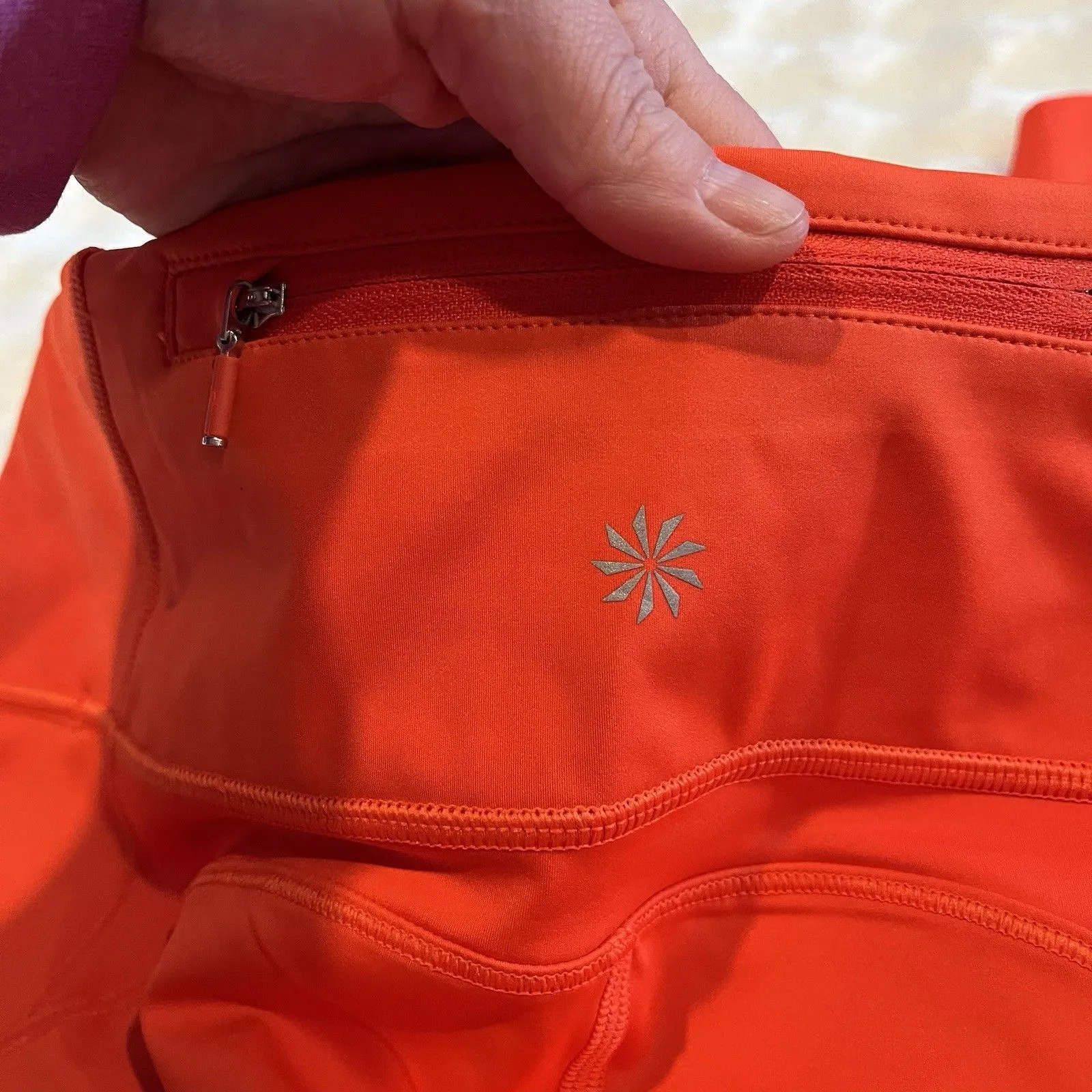 New With Tags Athleta Velocity Stash Pocket Crop Tight, Bolero Orange Size Small - Image 11