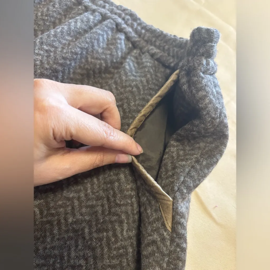 J Crew Wool Blend Skirt‎ Brown Herringbone Pull On Pockets Lined Sz 6 - Image 7