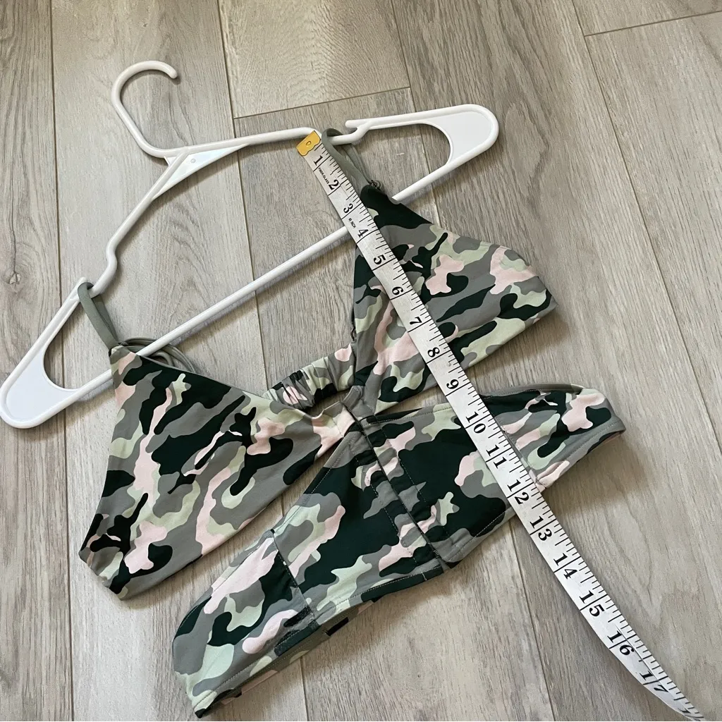 Frankies Bikinis Top camo cutout corset longline womens Green (large) swim beach - Image 3