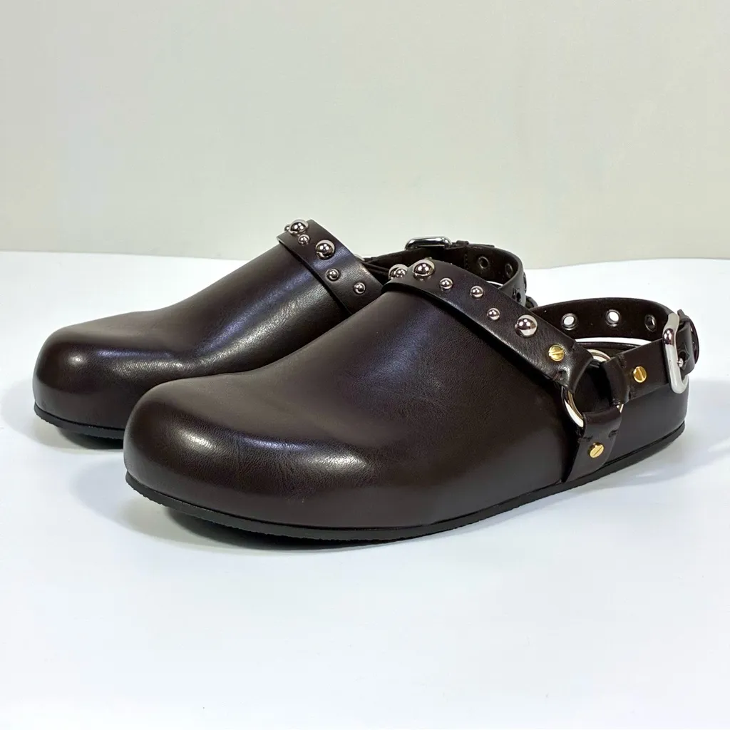 Stella McCartney Elyse Studded Slingback Clogs Eco Mat Coffee EU 40 NEW Vegan - Image 5