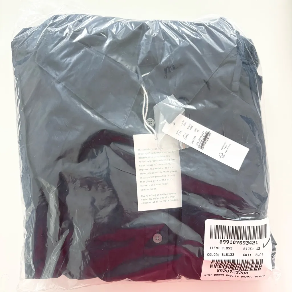 NWT J. Crew Elena Mini Shirtdress Cotton Poplin Short Sleeve Navy Blue - Image 4