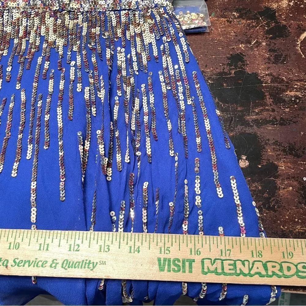 Sherri Hill Style 8443 Sequin Cobalt Royal Blue Short Strapless Prom Dress‎ 0 - Image 10