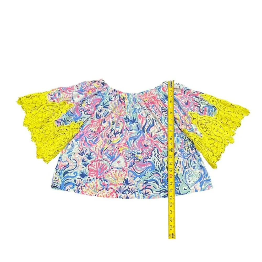 Lilly Pulitzer Zaylee Off The Shoulder Top Printed Lace Short‎ Sleeve Shirt XXS - Image 5