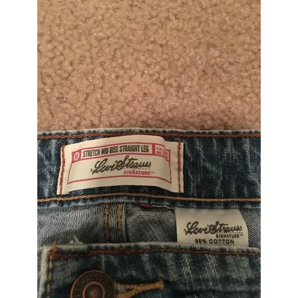 Levi Strauss Misses Women's Blue Jeans Mid-Rise Stretch Size 16 - Image 4