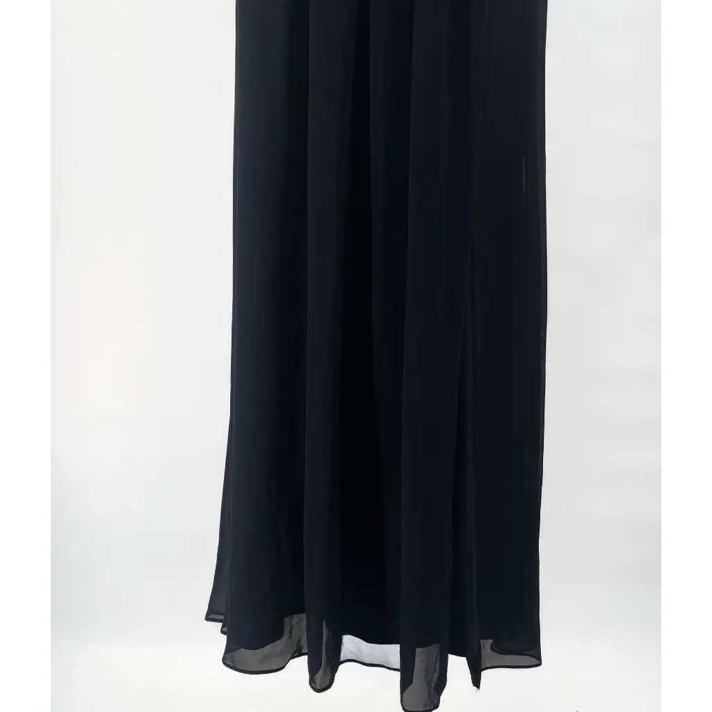 Adrianna Papell Chiffon One Shoulder Maxi Dress Gown Pleated Navy Blue 14 - Image 10