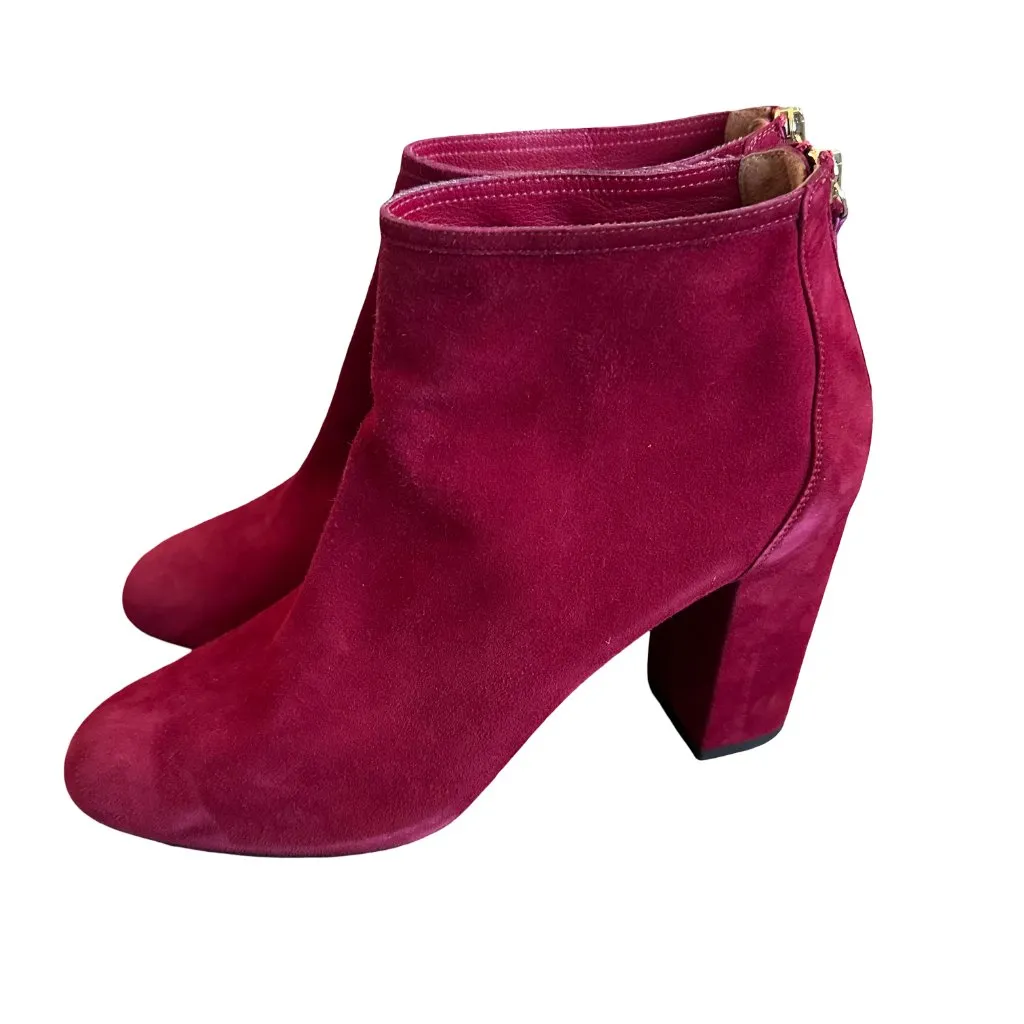Aquazzura Downtown Booties 85 Spice Red Boots Suede High Heel Size 40 10 Women's - Image 5