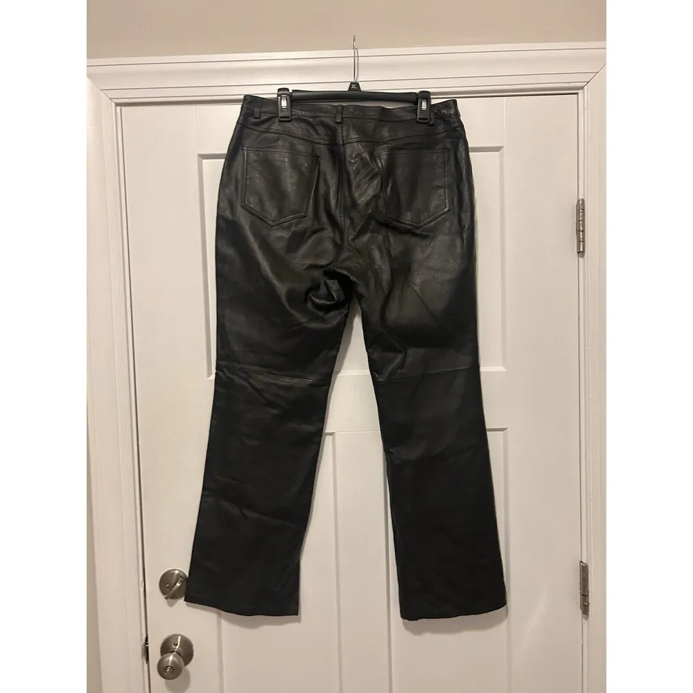 Vintage MetroStyle Black Leather Pants Straight Leg Lined Biker Women’s Size 12 - Image 8