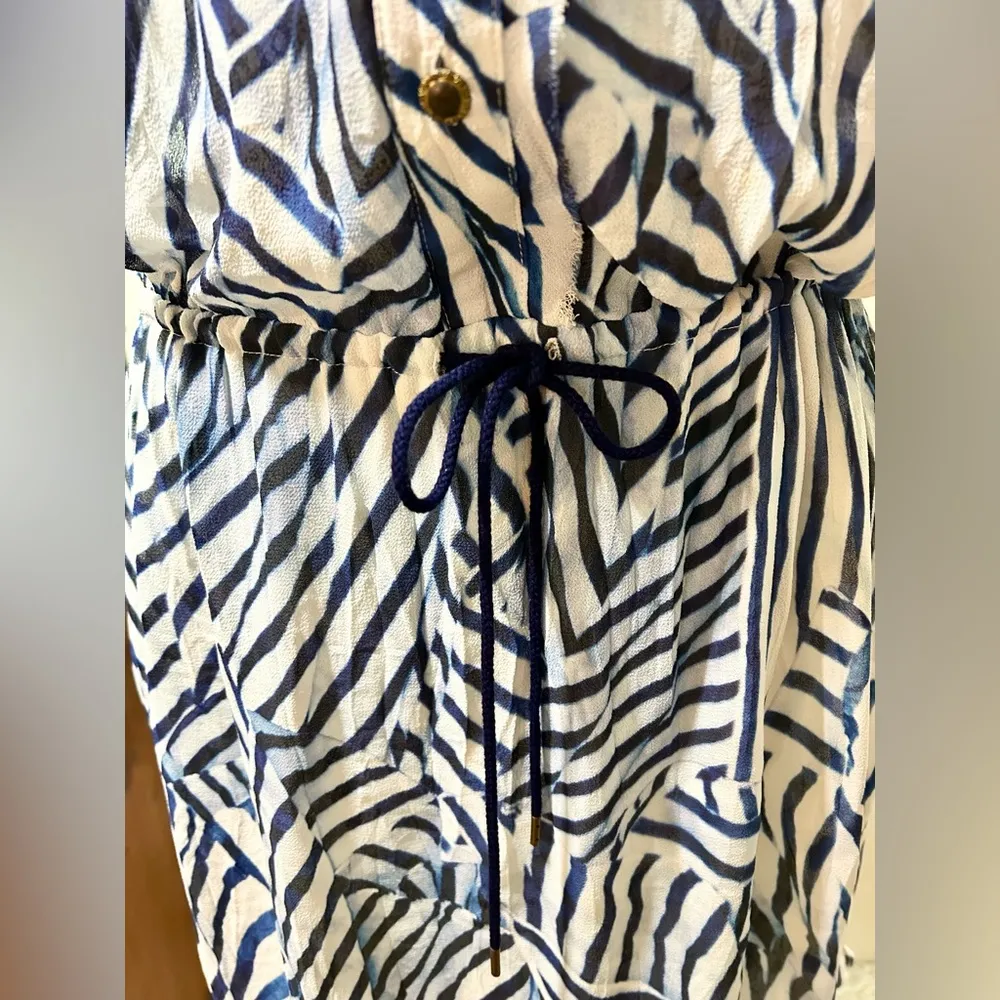 NICOLE MILLER  ARTELIER Sailcloth Striped Self Tie Waist Mini Dress Sz 2 - Image 5