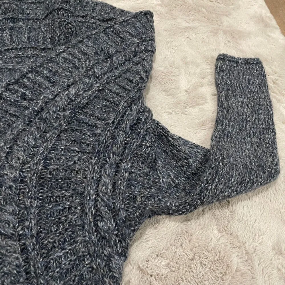 Elsamanda Made in Italy Gray Chunky Knit Open Front Cardigan S Wool Alpaca Blend - Image 5