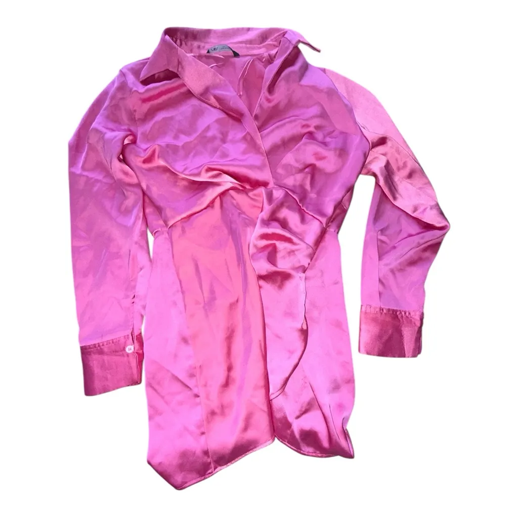 Zara Pink Satin Blazer Dress - Image 3
