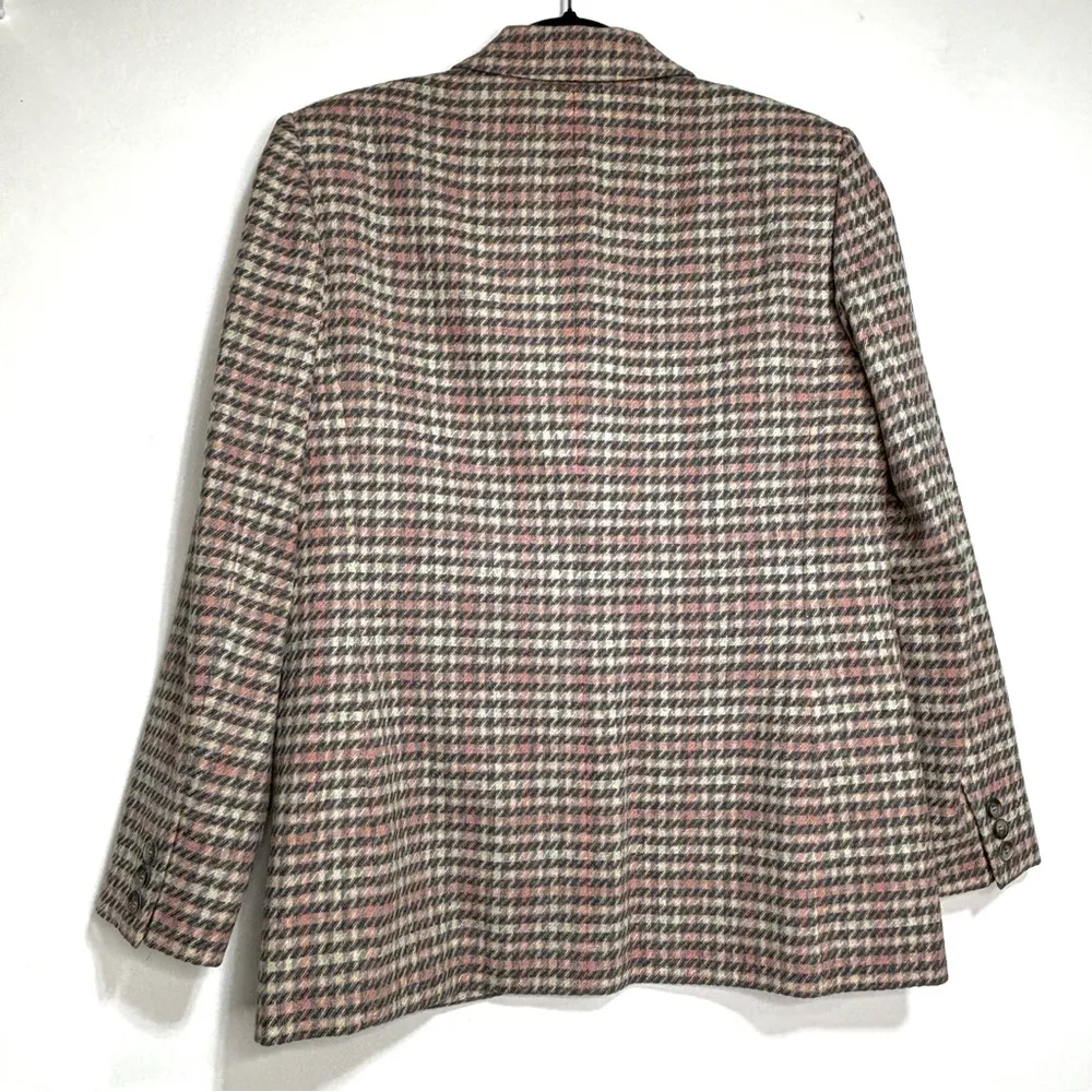 Pendleton Vintage Pink, Gray Plaid Tweed Wool Blazer 6 - Image 9