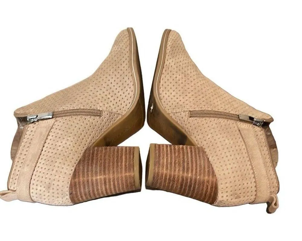 Franco Sarto Womens Dale2 Perforated Cutout Block Heel Ankle Boot Taupe Size 10M - Image 5