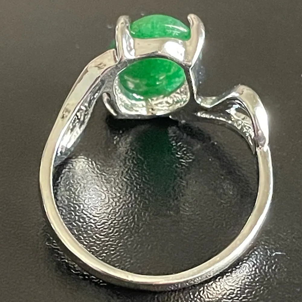 Green jade S925 silver women ring size 10 - Image 4