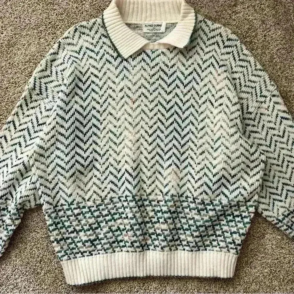 VTG Collared sweater cozy sweater wool blend collared grandpa sweater White Size L - Image 5